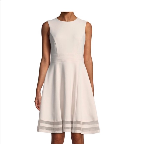 calvin klein illusion trim fit and flare dress